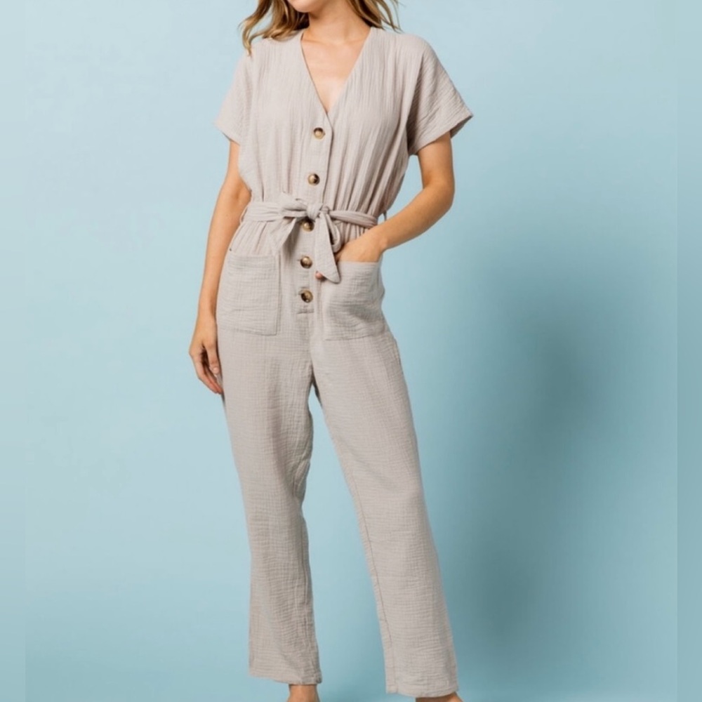 WEST OF MELROSE Armed With Charm Gray Womens Jumpsuit